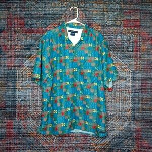 Exofficio mens colorful floral Hawaiian Aztec vented fishing shirt L EUC
